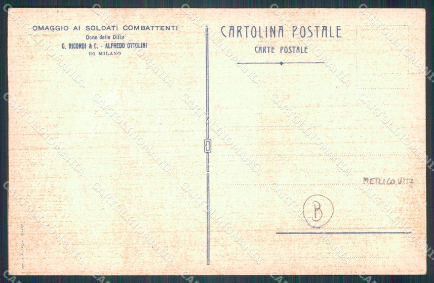 Militari Bersaglieri Metlicovitz PIEGHINE cartolina QT5484 – retro