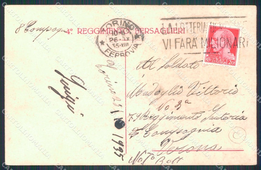 Militari Bersaglieri IV Reggimento cartolina QT5511 – retro
