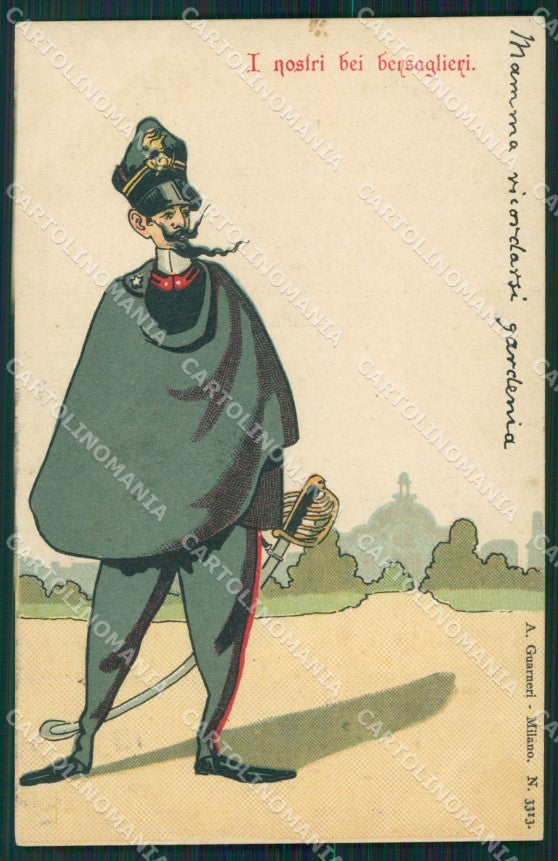 Militari Bersaglieri Uniforme cartolina QT5533 – fronte