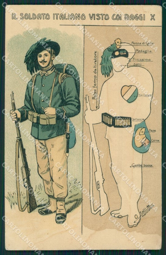 Militari Bersaglieri Uniforme Abrasa Fori Tracce Umido cartolina QT5538 – fronte