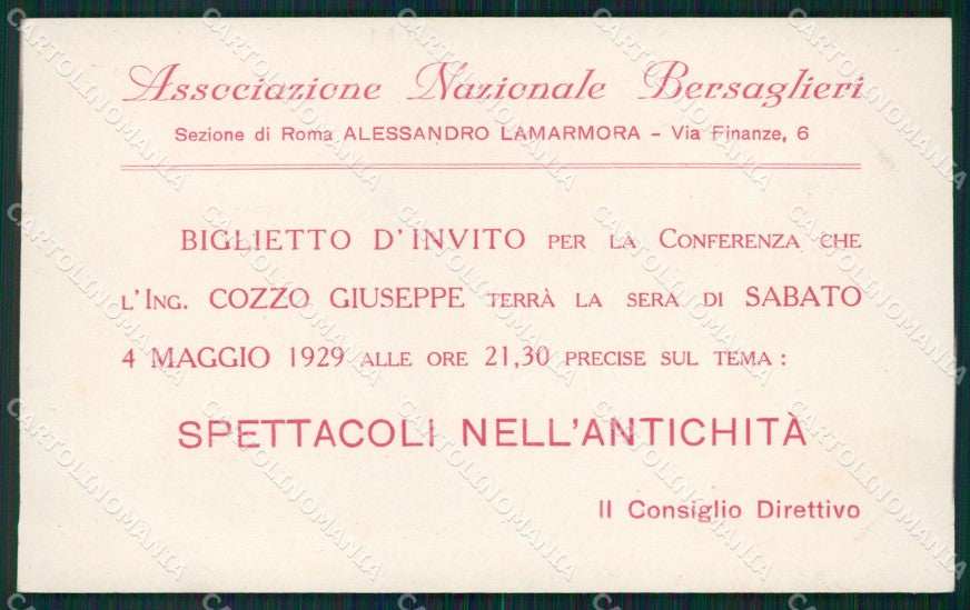 Militari Bersaglieri Biglietto Invito QT5544 – fronte