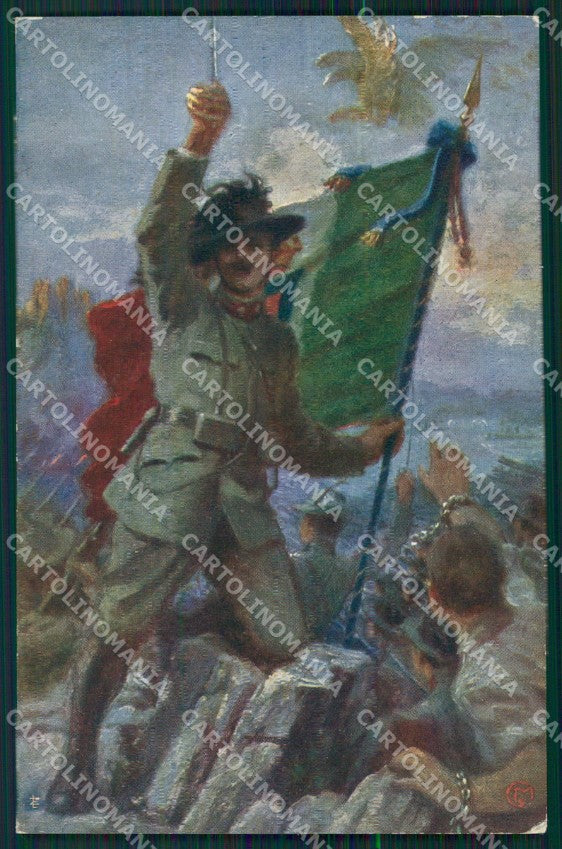 Militari Bersaglieri Propaganda WWI cartolina QT5559 – fronte