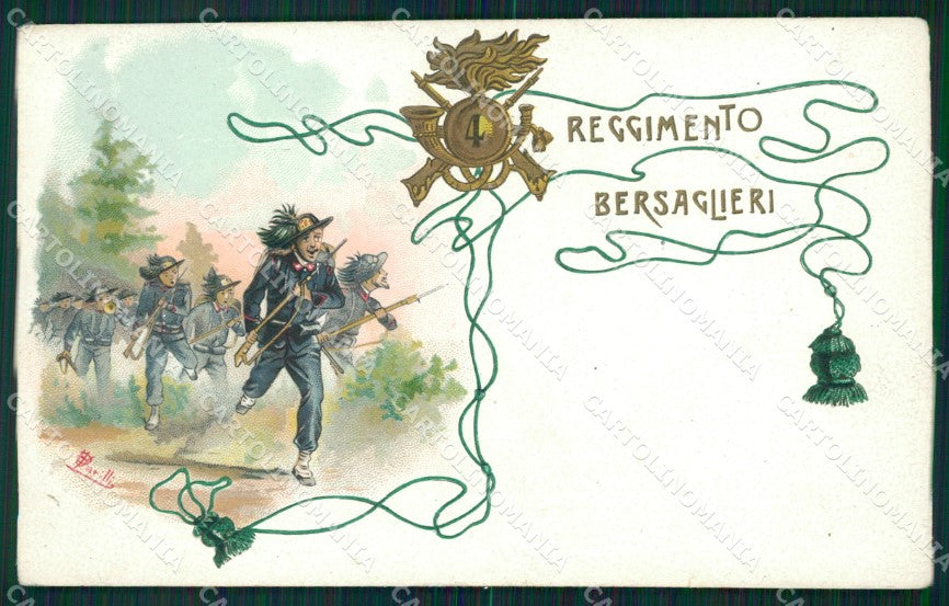 Militari Bersaglieri IV Reggimento cartolina QT5565 – fronte