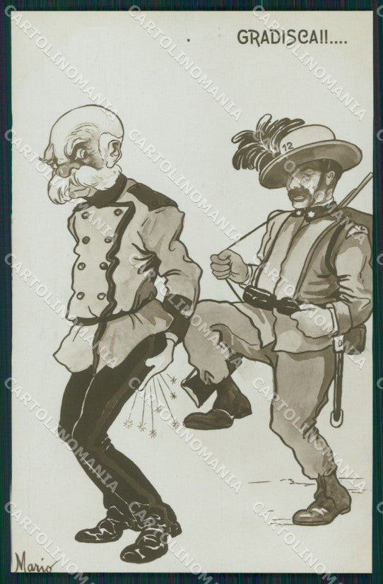 Militari Bersaglieri Propaganda WWI Kaiser Norfini Foto cartolina QT5578 – fronte