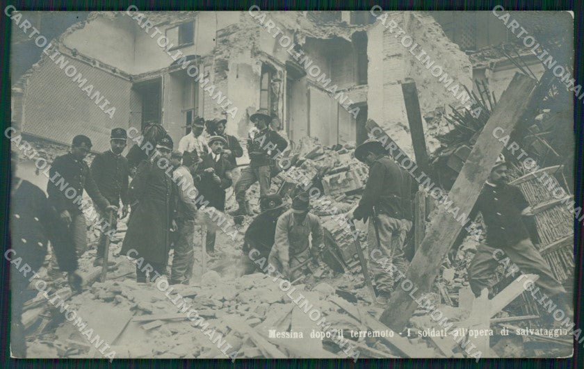 Messina città Terremoto Militari Bersaglieri Foto cartolina QT5585 – fronte