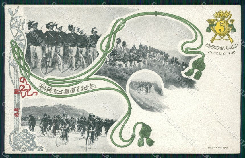 Militari Bersaglieri V Reggimento Compagnia Ciclisti cartolina QT5602 – fronte
