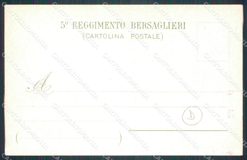 Militari Bersaglieri V Reggimento Compagnia Ciclisti cartolina QT5602 – retro