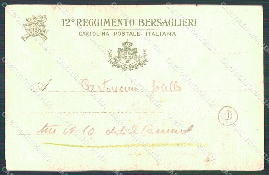 Brescia città XII Reggimento Bersaglieri XXXVI Battaglione cartolina QT5608 – retro