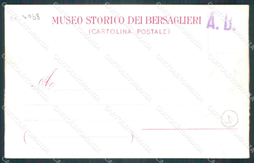 Militari Bersaglieri Alessandro La Marmora Rilievo ABRASA cartolina QT5610 – retro