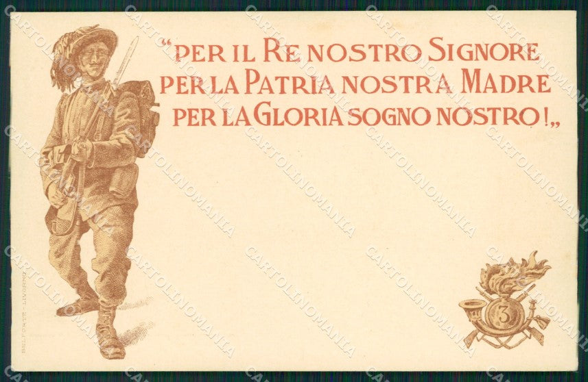 Militari Bersaglieri III Reggimento cartolina QT5636 – fronte