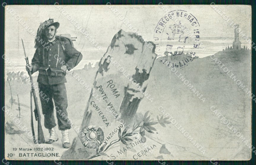 Militari Bersaglieri VII Reggimento X Battaglione cartolina QT5686 – fronte
