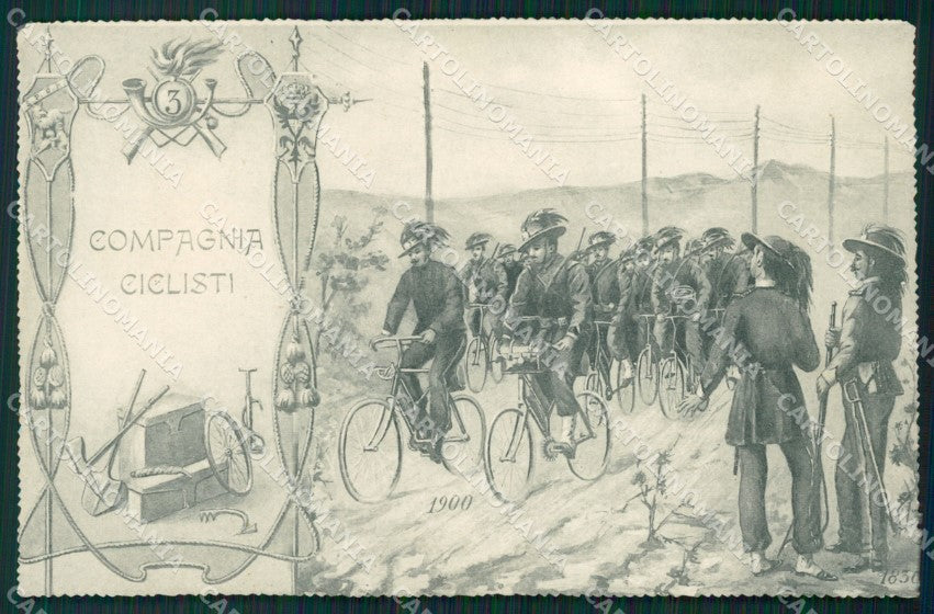 Militari Bersaglieri Compagnia Ciclisti III Reggimento cartolina QT5687 – fronte