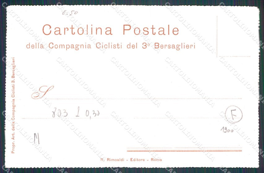 Militari Bersaglieri Compagnia Ciclisti III Reggimento cartolina QT5687 – retro
