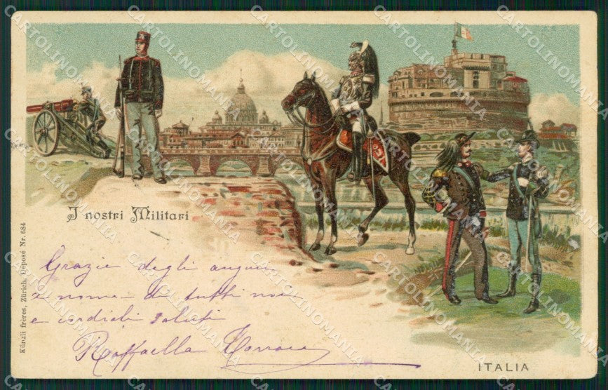 Roma città Militari Bersaglieri Gruss cartolina QT5688 – fronte