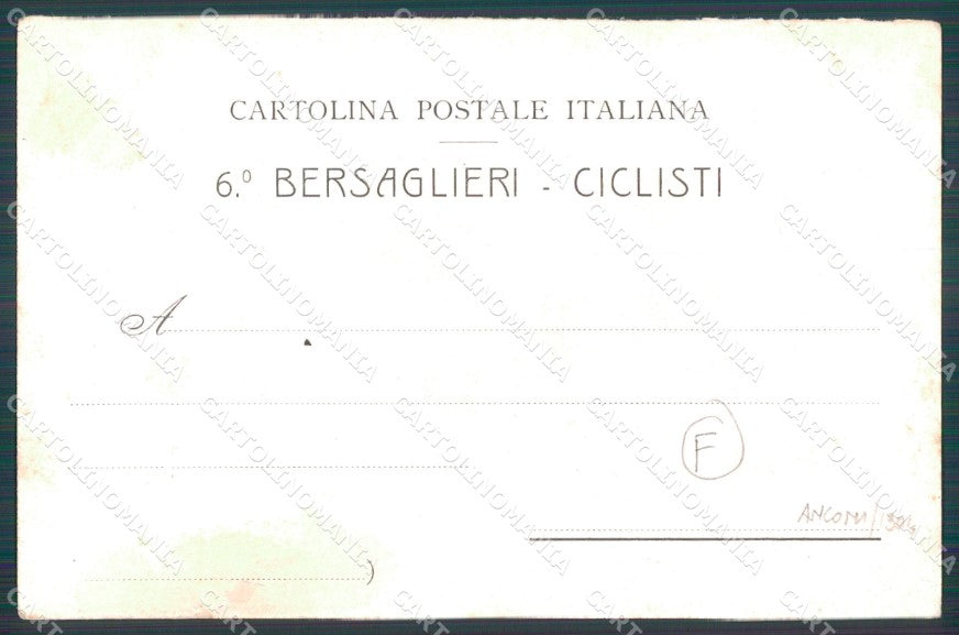 Ancona città Militari Bersaglieri VI Reggimento Ciclisti cartolina QT5689 – retro