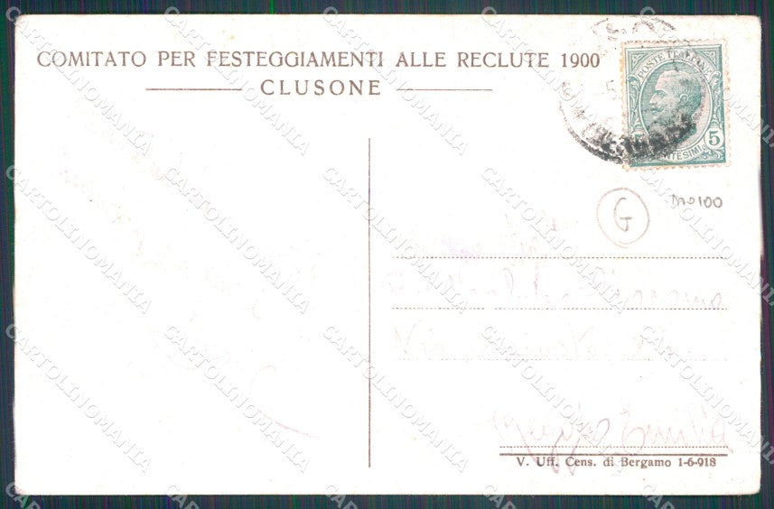 Bergamo Clusone Bersaglieri VII Reggimento PIEGHINE cartolina QT5706 – retro