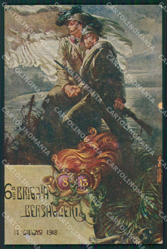 Militari Bersaglieri VI Brigata Traverso cartolina QT5708 – fronte
