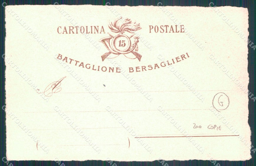 Militari Bersaglieri XV Battaglione cartolina QT5709 – retro