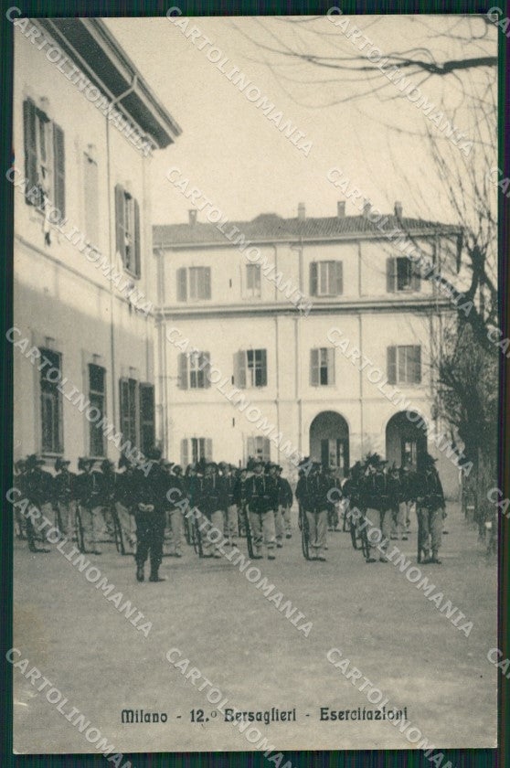 Milano città Militari Bersaglieri XII Reggimento cartolina QT5716 – fronte