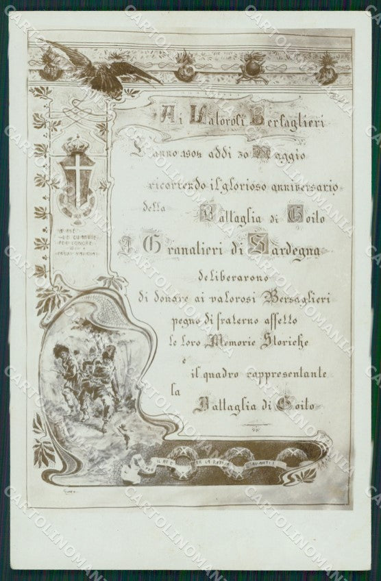 Mantova Goito Militari Bersaglieri Granatieri di Sardegna Foto cartolina QT5721 – fronte