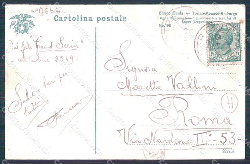 Torino Val Chisone Militari Bersaglieri Genta ABRASA cartolina QT5737 – retro