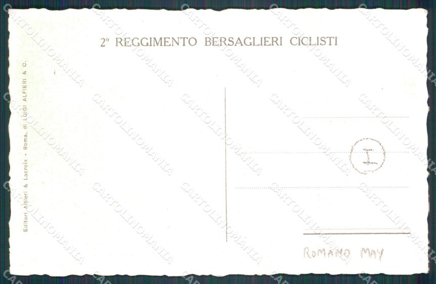 Militari Bersaglieri II Reggimento Ciclisti Romano May cartolina QT5743 – retro