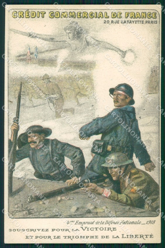 Militari Bersaglieri Credit Commercial de France WWI cartolina QT5745 – fronte