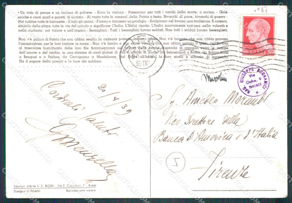 Militari Bersaglieri FG cartolina QT5759 – retro