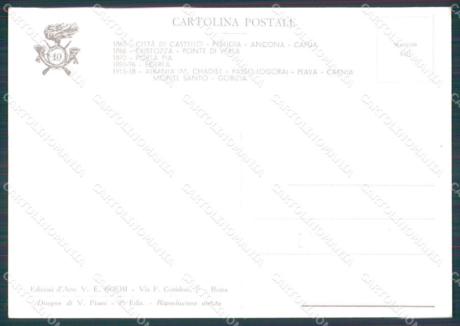 Militari Bersaglieri X Reggimento Pisani FG cartolina QT5772 – retro