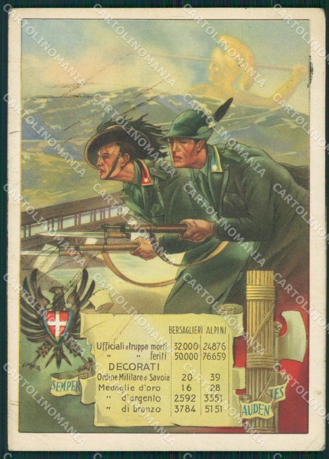Militari Bersaglieri Alpini PIEGHINE FG cartolina QT5781 – fronte