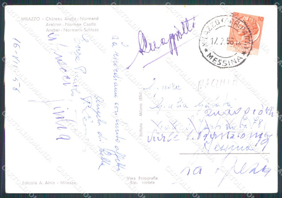 Messina Milazzo MACCHIA Foto FG cartolina QT5805 – retro