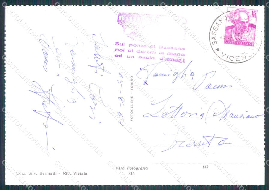 Vicenza Bassano del Grappa Saluti da Foto FG cartolina QT5814 – retro