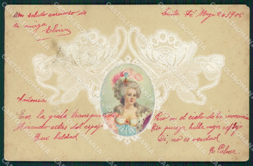 Art Nouveau Lady Pizzo Merletti OPF postcard cartolina QT5822 – fronte