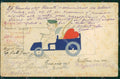 Art Nouveau Angel Car OPF postcard MACCHIE STAINS cartolina QT5828 – fronte