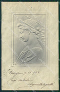 Art Nouveau Lady Relief OPF postcard cartolina QT5842 – fronte