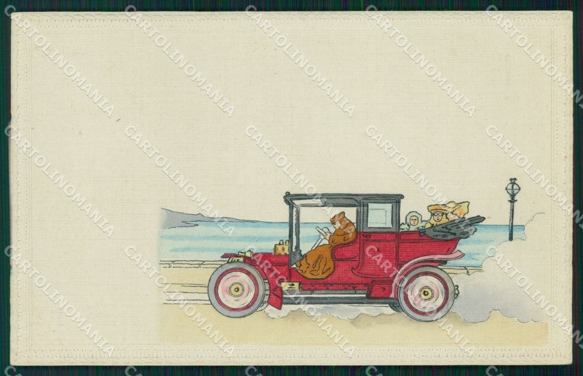 Art Nouveau Car OPF postcard cartolina QT5850 – fronte