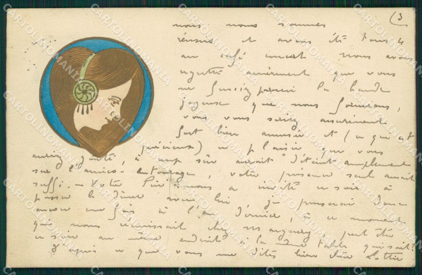 Art Nouveau Lady Relief OPF postcard cartolina QT5855 – fronte