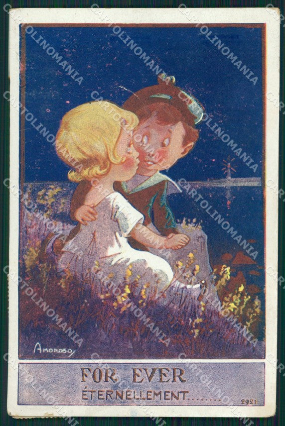 Children Amoroso ABRADED postcard cartolina QT5860 – fronte