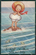 Little Boy Sea Fish Flora White postcard cartolina QT5871 – fronte