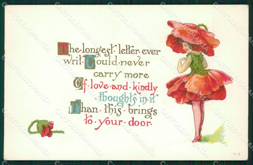 Flowers Girl Relief postcard cartolina QT5872 – fronte