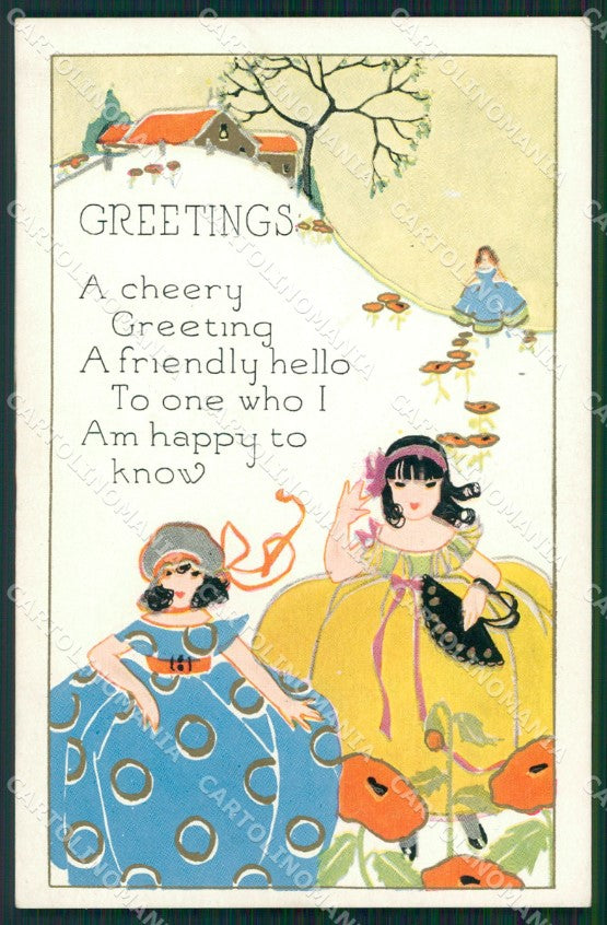 Children Greetings Relief postcard cartolina QT5874 – fronte
