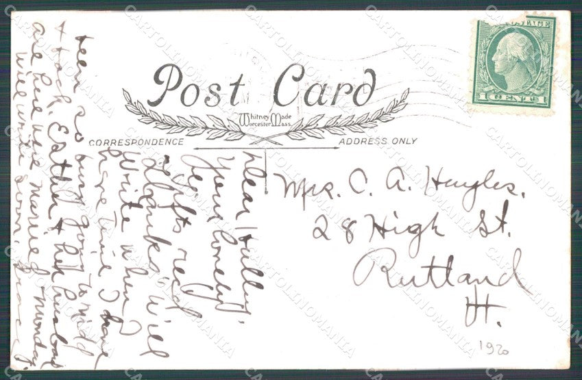 Happy New Year Greetings CREASES postcard cartolina QT5877 – retro