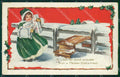 Christmas Geetings Girl Relief postcard cartolina QT5883 – fronte