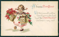 Little Girl Happy New Year Greetings Clapsaddle Relief postcard cartolina QT5894 – fronte