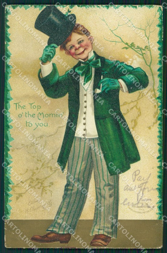 St Patrick Day Clapsaddle Relief CORNER CREASE postcard cartolina QT5902 – fronte