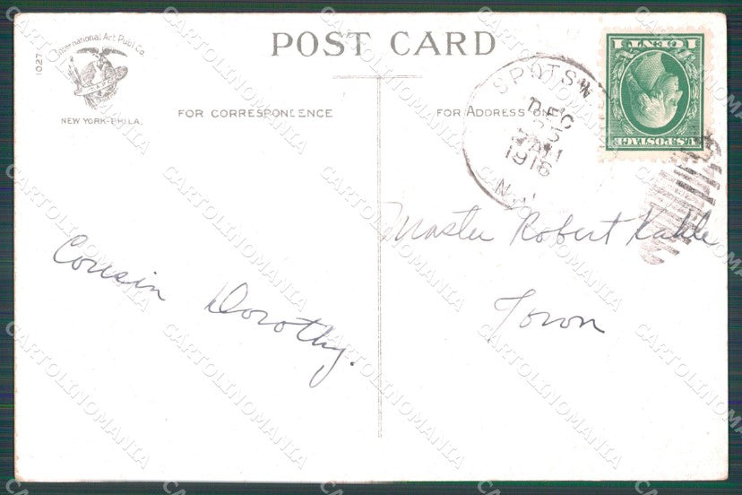 Little Boy Christmas Greetings Clapsaddle Relief postcard cartolina QT5912 – retro