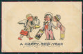 Little Boy Uncle Sam Happy New Year Greetings Relief postcard cartolina QT5917 – fronte