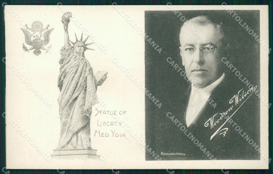 President Woodrow Wilson USA New York postcard cartolina QT5918 – fronte