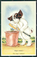 Dog and Flower postcard cartolina QT5931 – fronte