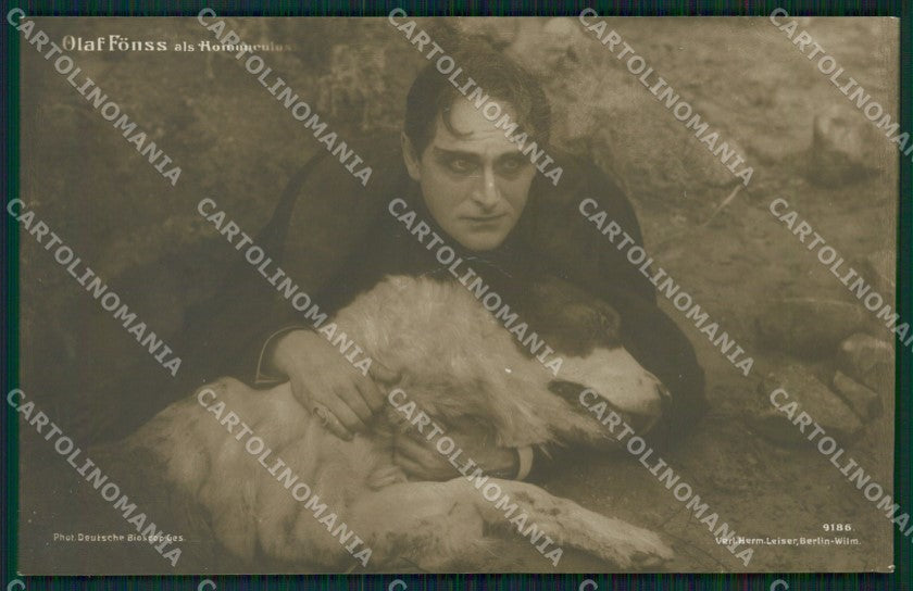 Olaf Fonss Danish Actor Dog real photo CREASES postcard cartolina QT5943 – fronte